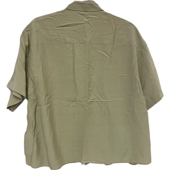 Massimo Dutti Womens Boxy Shirt blouse XS Green Flowing wide sleeve 5115/577 NWT - Picture 5 of 13